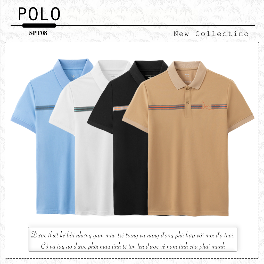 Áo Polo Nam S2 SPORT áo thun nam thể thao có cổ tay ngắn họa tiết kẻ ngang LEBRO in nhiệt cotton CVC cao cấp - SPL08