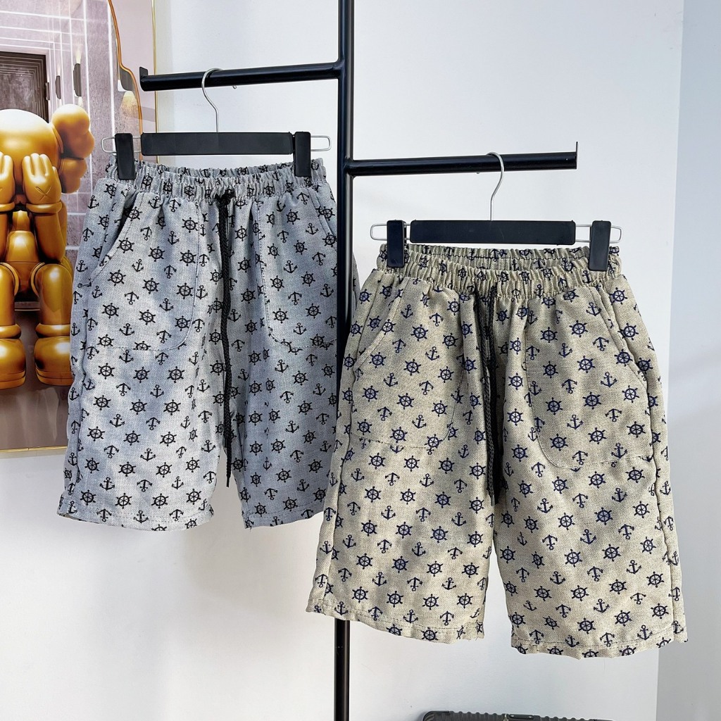 Bộ quần áo nam, set áo thun polo tay ngắn phối ngực thêu chữ MENSWEAR, quần đùi bố thô, phong cách thời trang