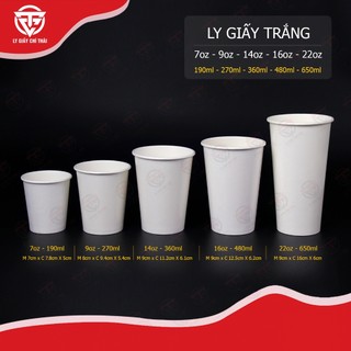  Set 500 cái ly giấy cốc giấy dày 260gsm 2pe đựng đồ nóng lạnh cà phê mang đi trà sữa sinh tố 
