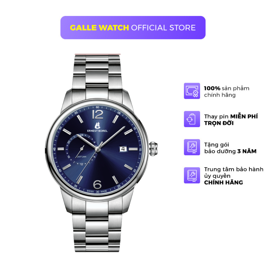 Đồng hồ nam Ernest Borel N0732G0E-VS6S Limited sang trọng chống nước 3ATM, dây thép đeo tay không gỉ