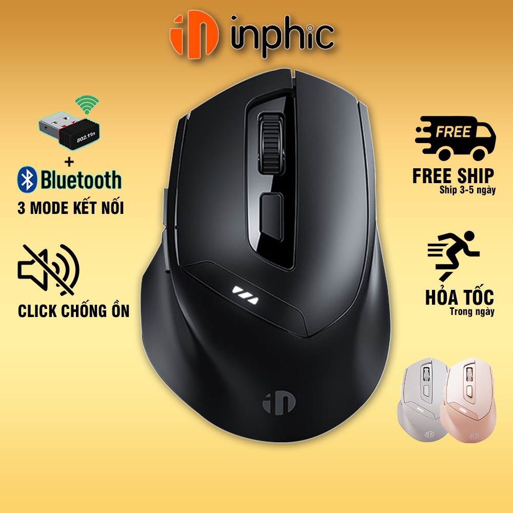 Chuột máy tính không dây Yindiao Inphic DR01 wireless kết nối usb thiết kế công thái học chơi game làm việc silent