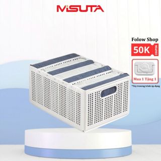 Khay đựng đồ đa năng chia ngăn dạng lưới, khay xếp quần áo thông minh, hộp đựng quần áo chia ngăn nhựa cứng misuta