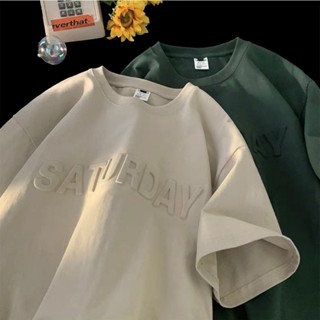 Áo Thun In Chữ Nổi SATURDAY NAD Unisex - Áo Phông Nam Nữ Tay Lỡ Form Rộng Chất Liệu Cotton Khô Thoáng Mát