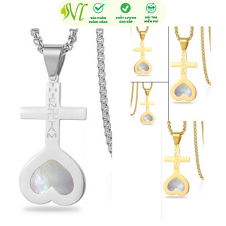 Mặt dây chuyền phong thuỷ titan Thiên Tâm Đạo cẩm xà cừ đẹp không đen, không gỉ xài nước tốt - Người Đẹp Vì Lụa