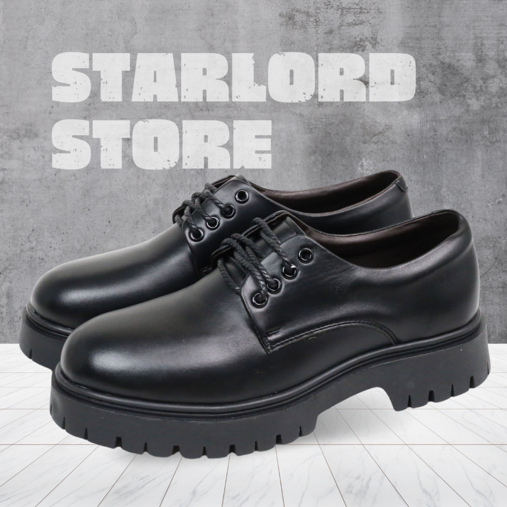 Giày chunky derby nam StarLord SL1112 màu đen da cao cấp, Giày Đốc đế cao