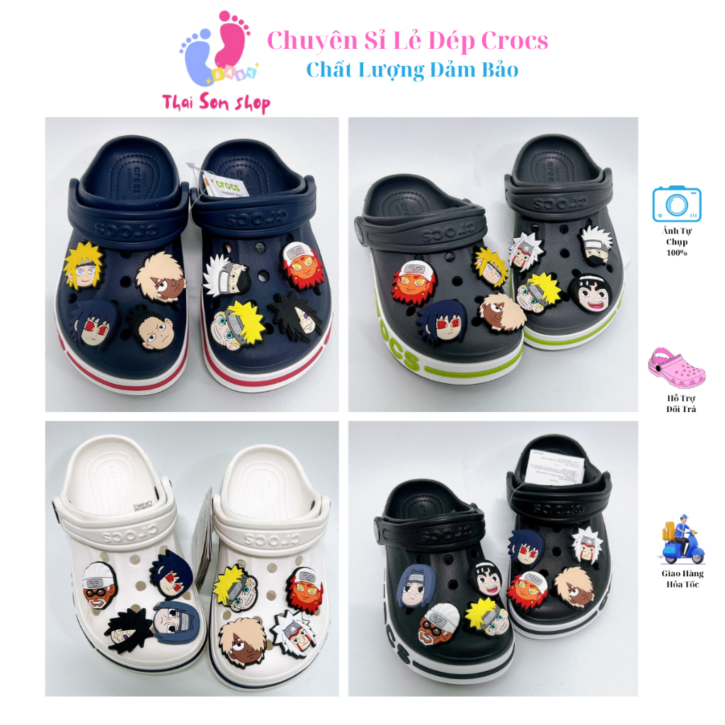 [ Tặng 10 Sticker ] Dép Cross baya mix Sticker Naruto cho bé trai Chuyên Sỉ lẻ Sục Crocs Clasic nam 