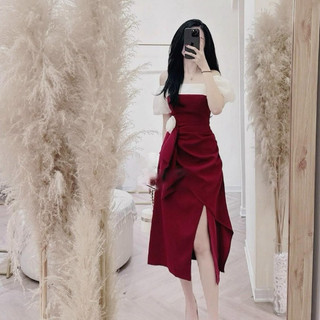 Đầm zúm xẻ đính hoa - Roxie