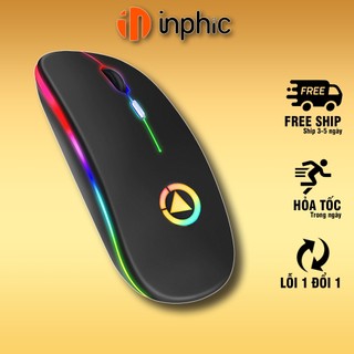 Chuột không dây bluetooth YINDIAO A2 sạc pin chống ồn có LED thiết kế ôm tay thoải mái tương thích laptop tablet pc