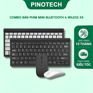 Combo Bàn Phím Chuột Không Dây Mini PINOTECH X5  87 Keys Nhỏ Gọn Màu Sắc Trắng Đen Cho Laptop ipad Máy Tính văn phòng