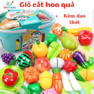  Đồ Chơi Cắt Hoa Quả Cho Bé Rổ Hoa Quả kèm dao thớt Mô Phỏng Thức Ăn Dụng Cụ Nhà Bếp Cho bé Vào Bếp Sáng Tạo 