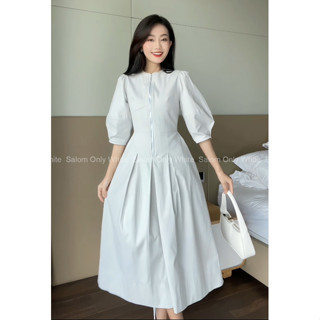 Grace Dress - Đầm Linen tay lửng khóa kéo sắt không gỉ trendy và sang trọng SALOM (Ảnh thật chính chủ)