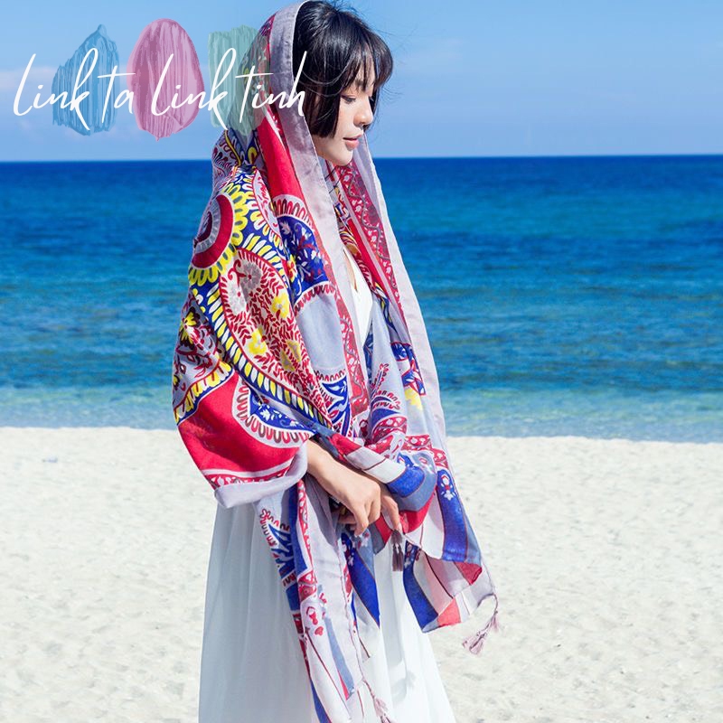 khăn choàng boho - khăn choàng boho thổ cẩm đi biển Vintage