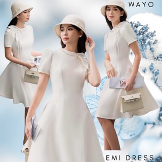 [Emi Dress] Đầm WAYO thiết kế cổ tròn đính nơ ngọc dự tiệc sang trọng xinh đẹp
