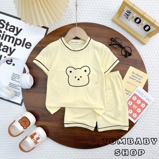 Bộ cộc tay hình gấu bé trai thun lạnh minky mom