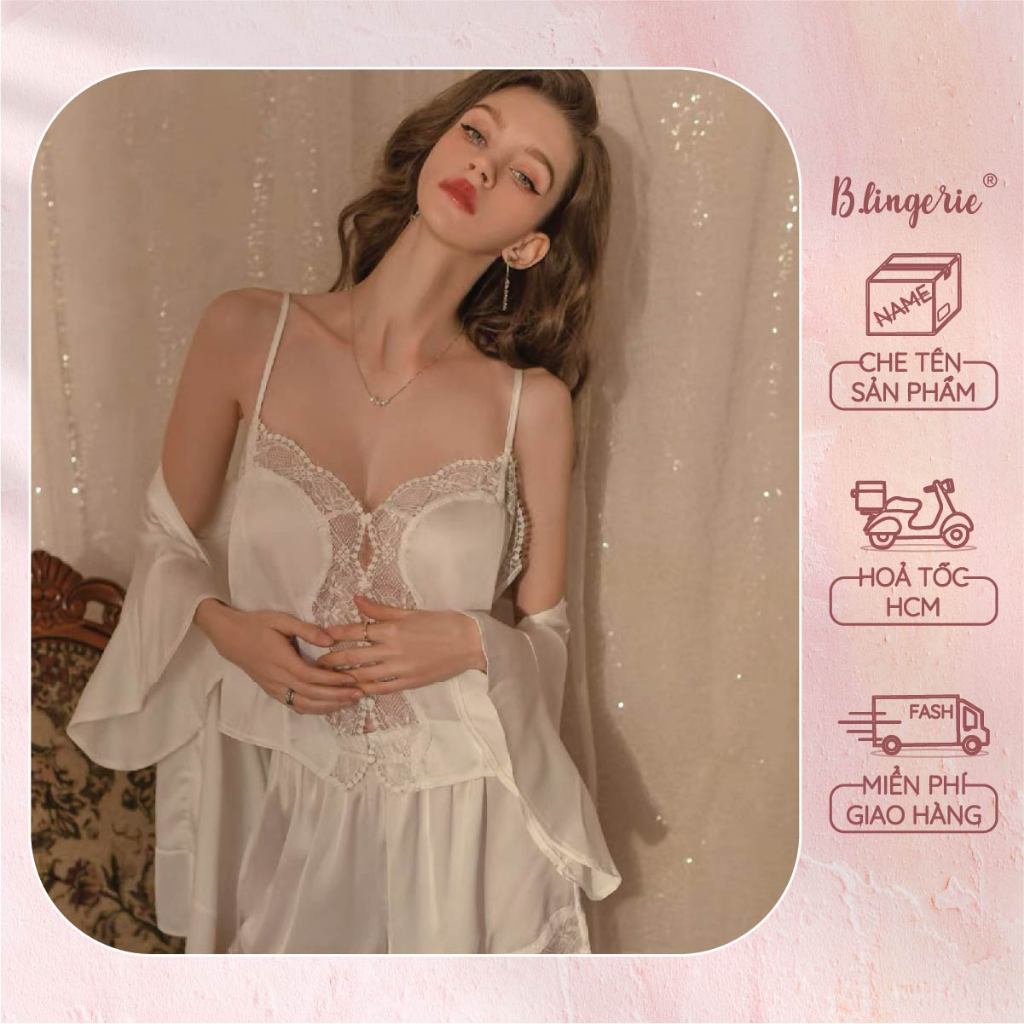 Bộ Đồ Ngủ Lụa Hai Dây (Không kèm áo choàng) - B.Lingerie