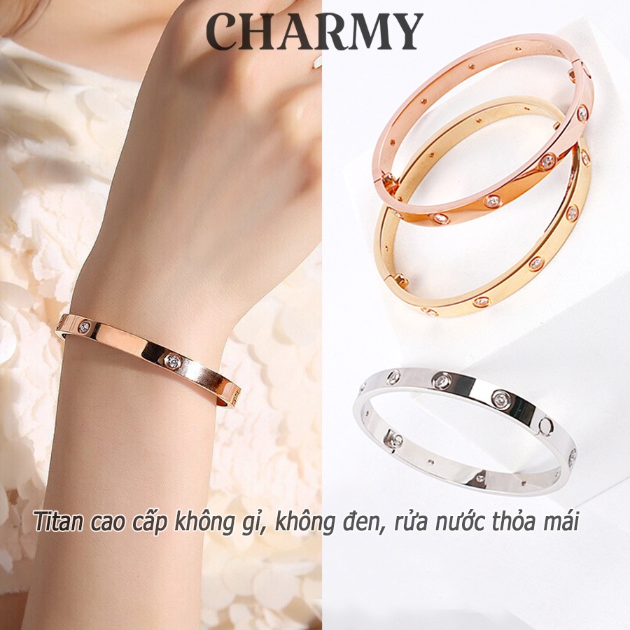Vòng tay titan không gỉ đính đá cao cấp VT38 - Charmy