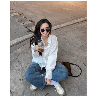ÁO SƠ MI TRẮNG OVERSIZE SỌC DỌC