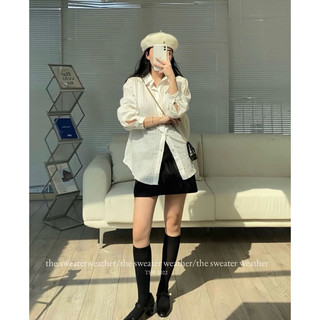 ÁO SƠ MI TRẮNG OVERSIZE SỌC DỌC