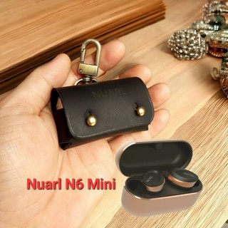 Bao da tai nghe Nuarl N6 Mini nút nấm đồng, da thật handmade