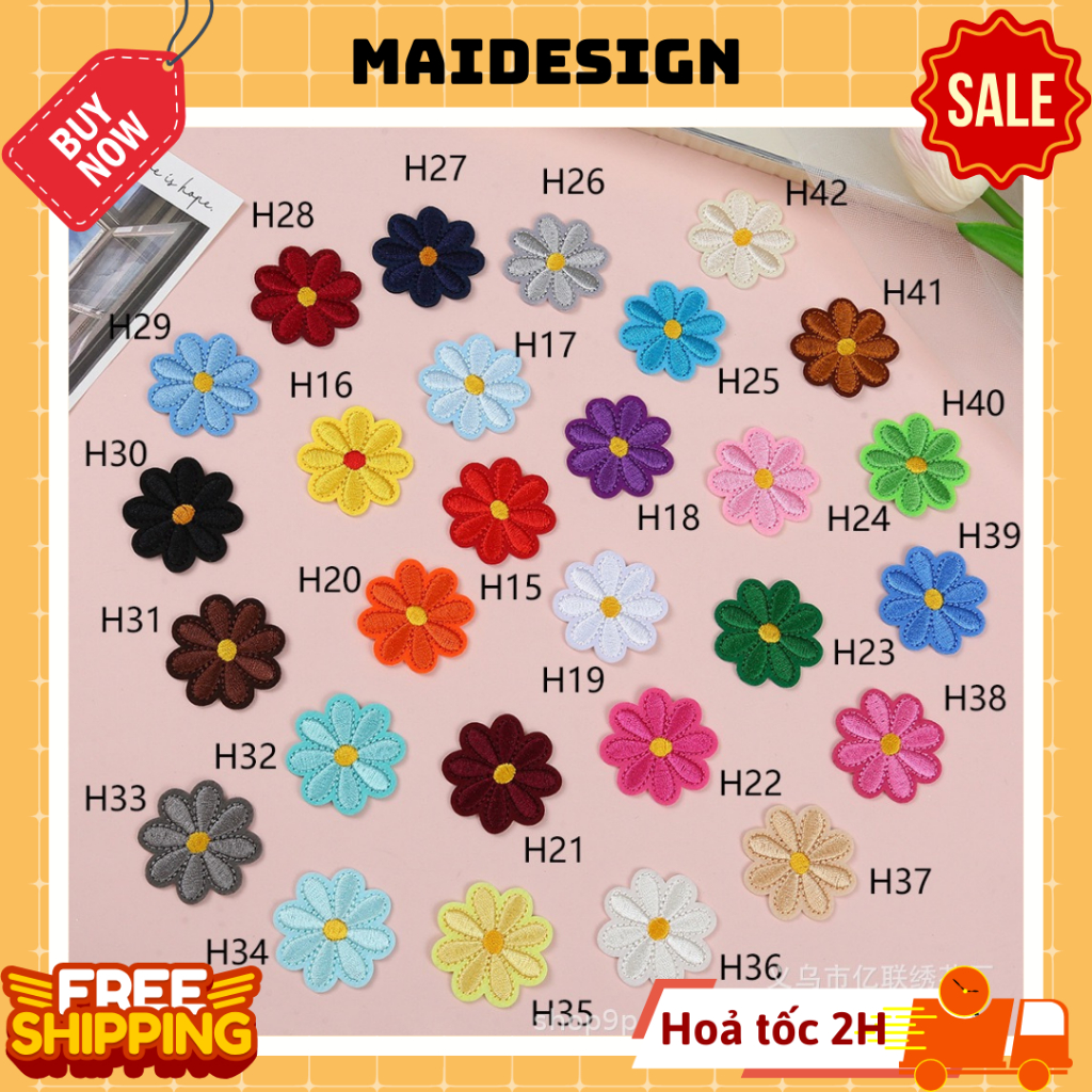 Miếng vá dán quần áo rách, hình dán áo bị rách Hoa Cúc Nhiều Màu Daisy Maidesign