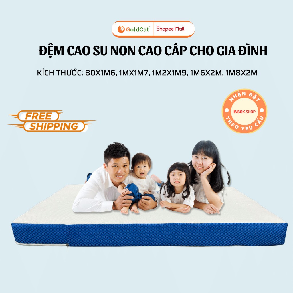 [Mã BMLT200 giảm đến 200K đơn 499K]Nệm Cao Su Non GoldCat Độ Dày 5cm-10cm, Nâng Đỡ Vượt Trội, Thông Thoáng 10cm