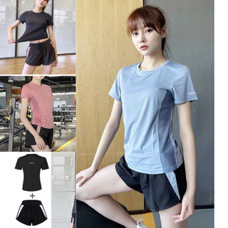 Bộ đồ short đùi tập gym ,yoga, thể thao, cầu lông 2 lớp phối lưới