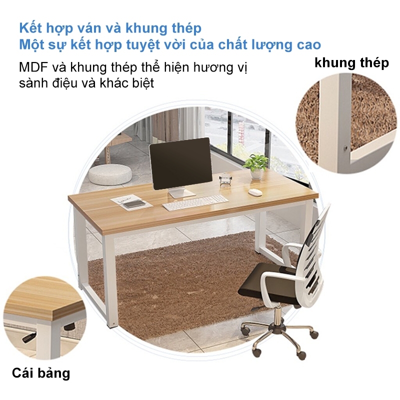 Bàn làm việc đa năng bàn học gỗ Bàn máy tính thiết kế hiện đại đa năng chân sắt dùng cho văn phòng | BigBuy360 - bigbuy360.vn