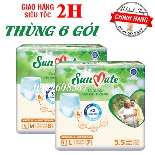Combo 6 Gói Tã Quần Người Lớn Sunmate Mềm Mại M9/L8 và Khô Thoáng M8/L7