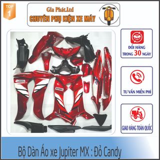 Bộ dàn áo xe jupiter mx mắt cáo - nhựa abs nguyên sinh màu đỏ candy