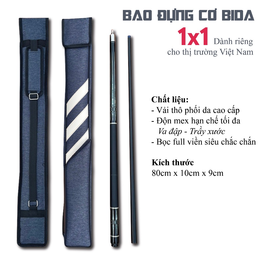 Bao vải đựng cơ bida 1x1. Túi đựng cơ bida 1 cán 1 ngọn. Bao đựng cơ bida cosplay Peri