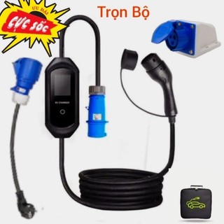 Sạc nhanh ô tô điện evlink vina 7,4kw cho xe vinfast e34, vf8, vf9, audi, ...tặng full cắm cee và bộ chuyển đổi di động