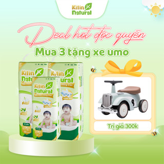 Tặng xe chòi chân UMO khi mua Combo 3 bịch tã bỉm Kitin Natural mỏng thoáng, tinh chất trà xanh chống hăm cho bé đủ size