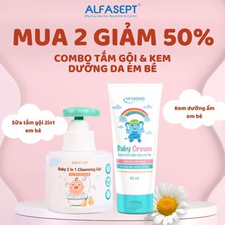 Combo Sạch Thơm Cho Bé Baby Cream Và BABY 2 in 1 CLEANSING GEL Kem Dưỡng Ẩm Da và Sữa Tắm Gội Cho Bé