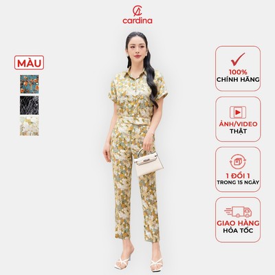 Set sơmi lụa Cardina chất lụa satin cao cấp thiết kế bo gấu quần baggy trẻ trung 4SQB02