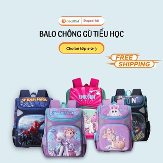 Balo đi học chống gù cho bé trai, bé gái lớp 1-5 siêu gọn, siêu nhẹ, chống thấm nước - GOLDCAT