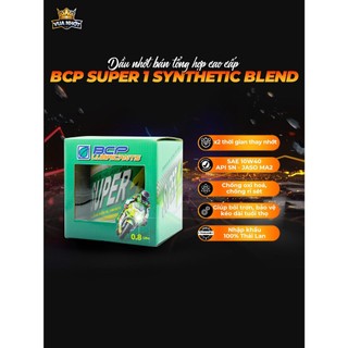 Nhớt xe máy tổng hợp cao cấp bcp super 1 thái lan sae 10w40, api sn, lon 800ml nhập khẩu 100%