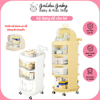 Kệ đựng đồ cho bé, Kệ đựng đồ đa năng, Kệ đựng đồ cho bé đa năng 4 tầng di động,Tù đựng đồ cho trẻ sơ sinh có bánh xe.