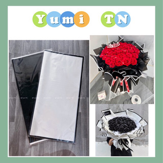 Giấy gói hoa bóng mờ viền trắng, đen