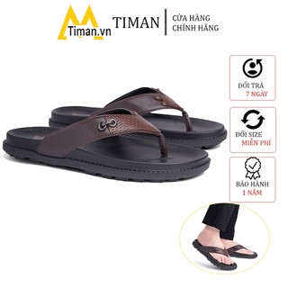 Dép nam đẹp xỏ ngón quai ngang kiểu quai hậu đế bánh mì chất liệu da tông lê cao cấp bảo hành 1 năm DL48 TIMAN