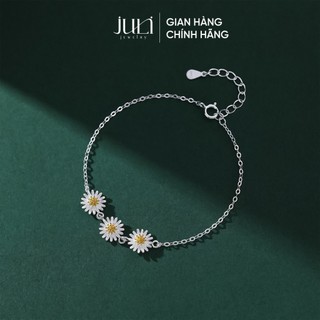 Lắc tay hoa cúc hoạ mi bằng bạc Ý, đã Xi kim 3 lớp vàng trắng, Có giấy kiểm đinh bạc GIV| LT954 JULI