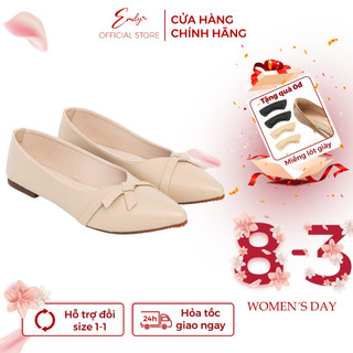 Giày bệt Emily Giày Búp Bê Đế Bằng Mũi Nhọn Da Lì Đính Nơ Dáng Basic Thanh Lịch Da Mềm Êm Chân Form Nhỏ - EB7M