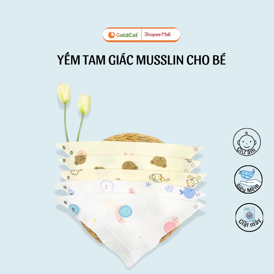 Yếm Tam Giac Muslin Cao Cấp Cho Bé Trai, Bé Gái