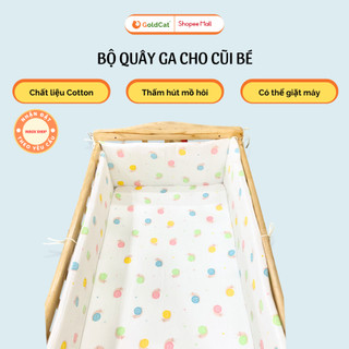[HOT]Quây Cũi Cho Bé GOLDCAT Và Ga Bọc Đệm, Chất Liệu Cotton, Gồm 4 Tấm Quây Và 1 Ga Chun