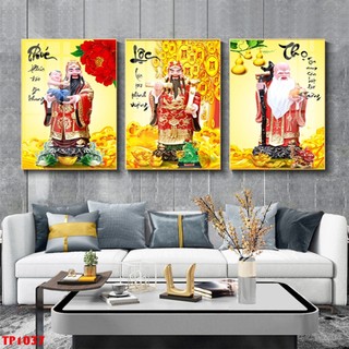  Tranh Treo Tường Tráng Gương Set 3 Tranh Phúc Lộc Thọ Trang Trí Decor Quà Tặng Mừng Thọ 