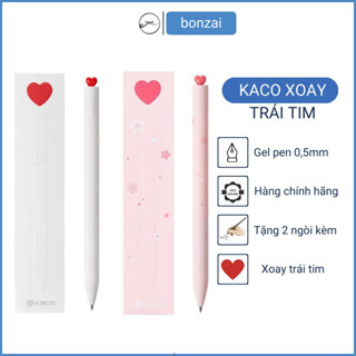 Bút bi gel xoay Kaco Love kèm 2 ruột mực đen ngòi 0,5mm (Hàng Chính Hãng)