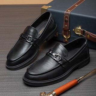 Giày penny loafer back, giày lười đốc, đế cao, khâu đế phối màu thời thượng - ĐỐC KHÓA ĐEN - Đốc 560