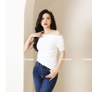  Áo thun tay dài nữ kiểu lệch vai sang trọng quyến rũ CS18 CT JEANS 