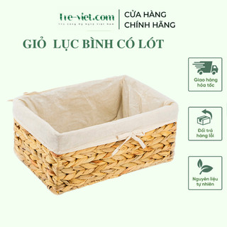 Giỏ lục bình đa năng có lót hình chữ nhật - Storage basket - có sẵn 3 kích thước