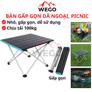Bàn gấp gọn dã ngoại mini, bàn xếp gỗ gấp du lịch thông minh tiện lợi - WEGO