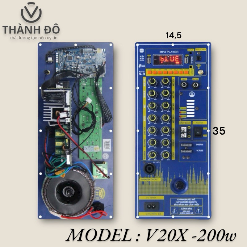 sản phẩm bo mạch  loa kéo  model : v20x - 200w